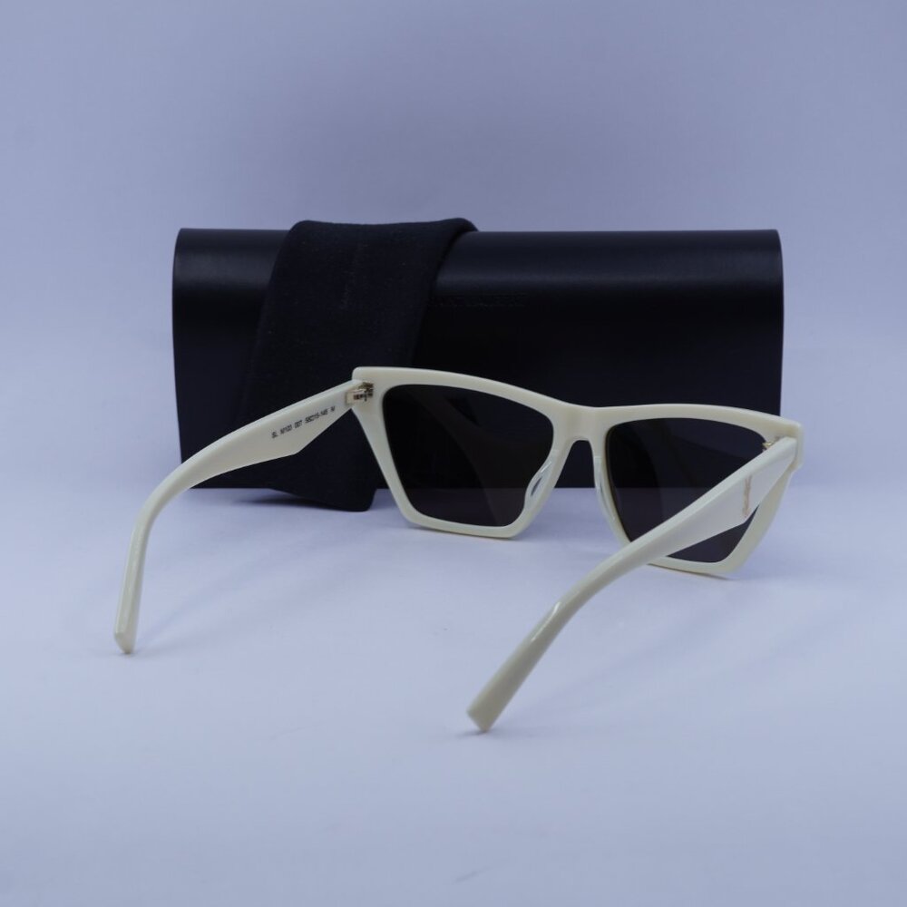 Saint Laurent SL M103 007 Sunglasses Ivory Cat Eye Frame, Black Lenses - Picture 12 of 12